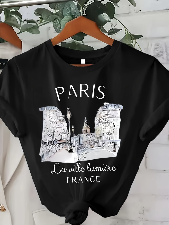 Street Fashion Paris 2025 - Футболка Y2k с принтом «Париж» для