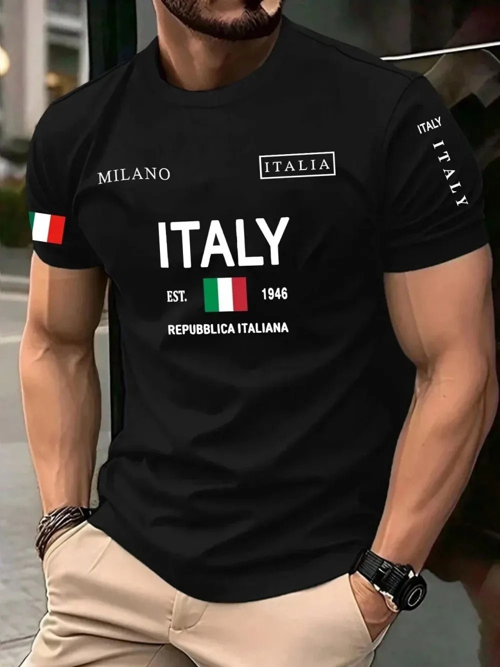 Street Fashion Milan - Футболка мужская быстросохнущая с 3D-принтом в