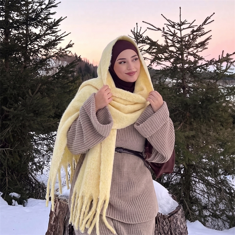 Винтажный однотонный мохеровый – обзор и цена Street Fashion Hijab
